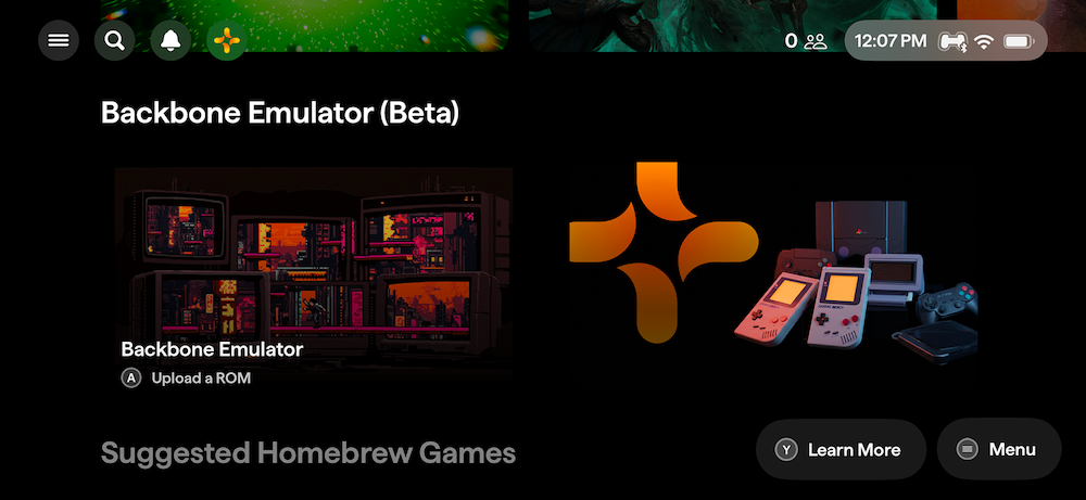 Backbone Emulator plays NES, Super Nintendo, and Game Boy ROMs.