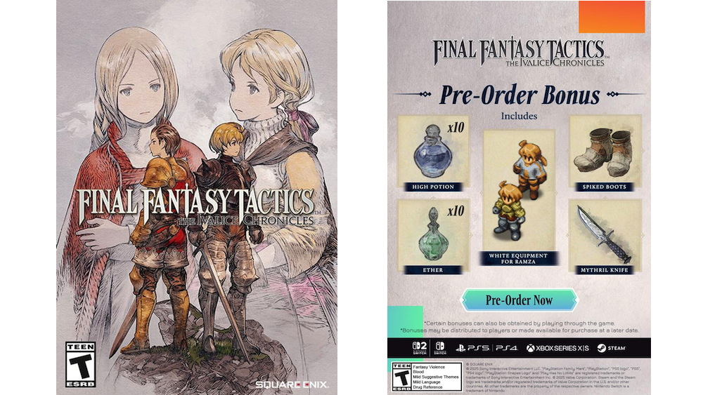 Final Fantasy Tactics: The Ivalice Chronicles Preorder Bonuses