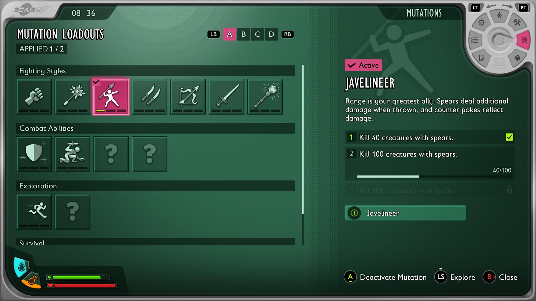 Mutations menu