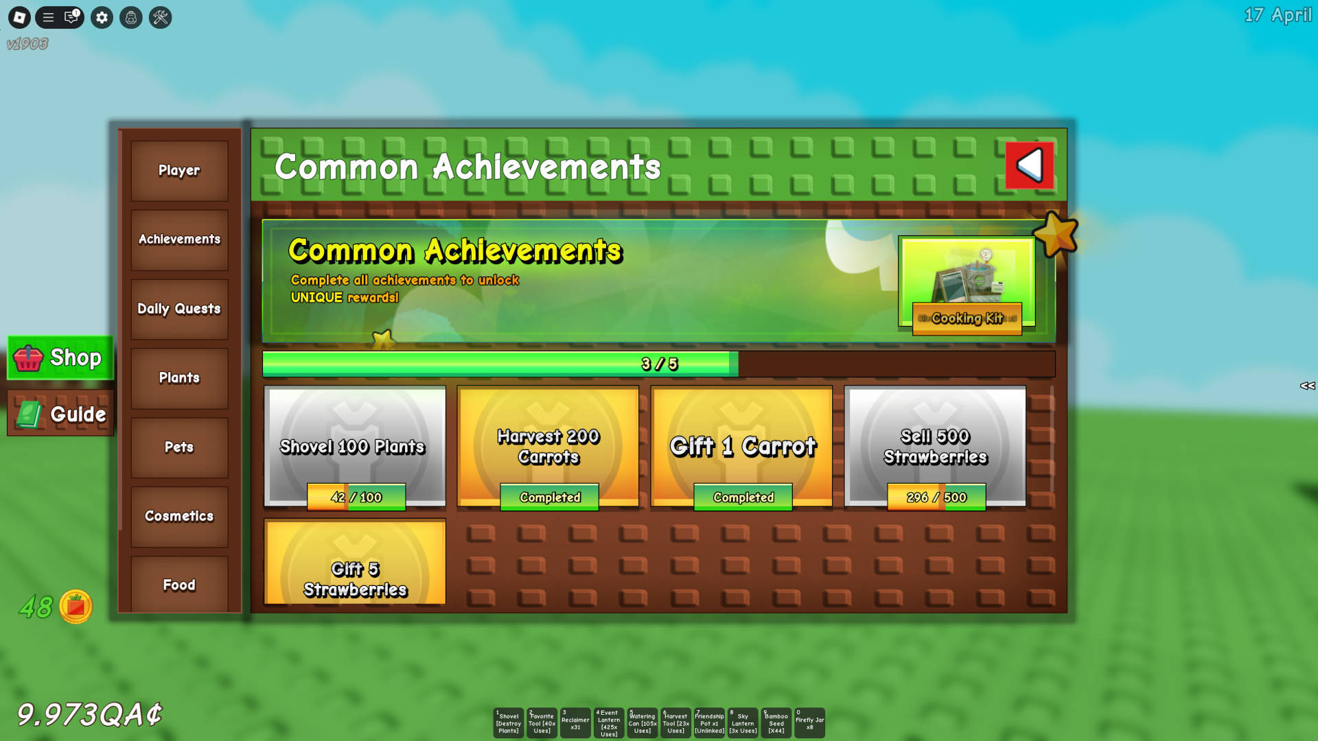 The Guide button on the left was added fairly recently, but it's a handy way to check the achievements to get more stuff.
