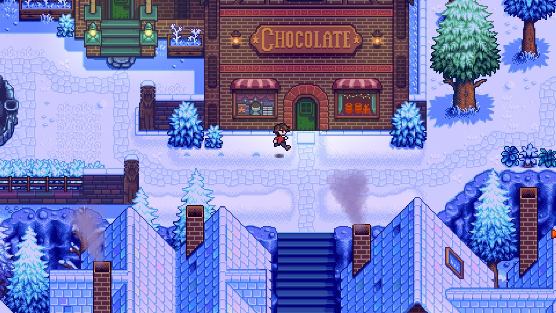 In Haunted Chocolatier has you leave the big city to run a chocolate shop.