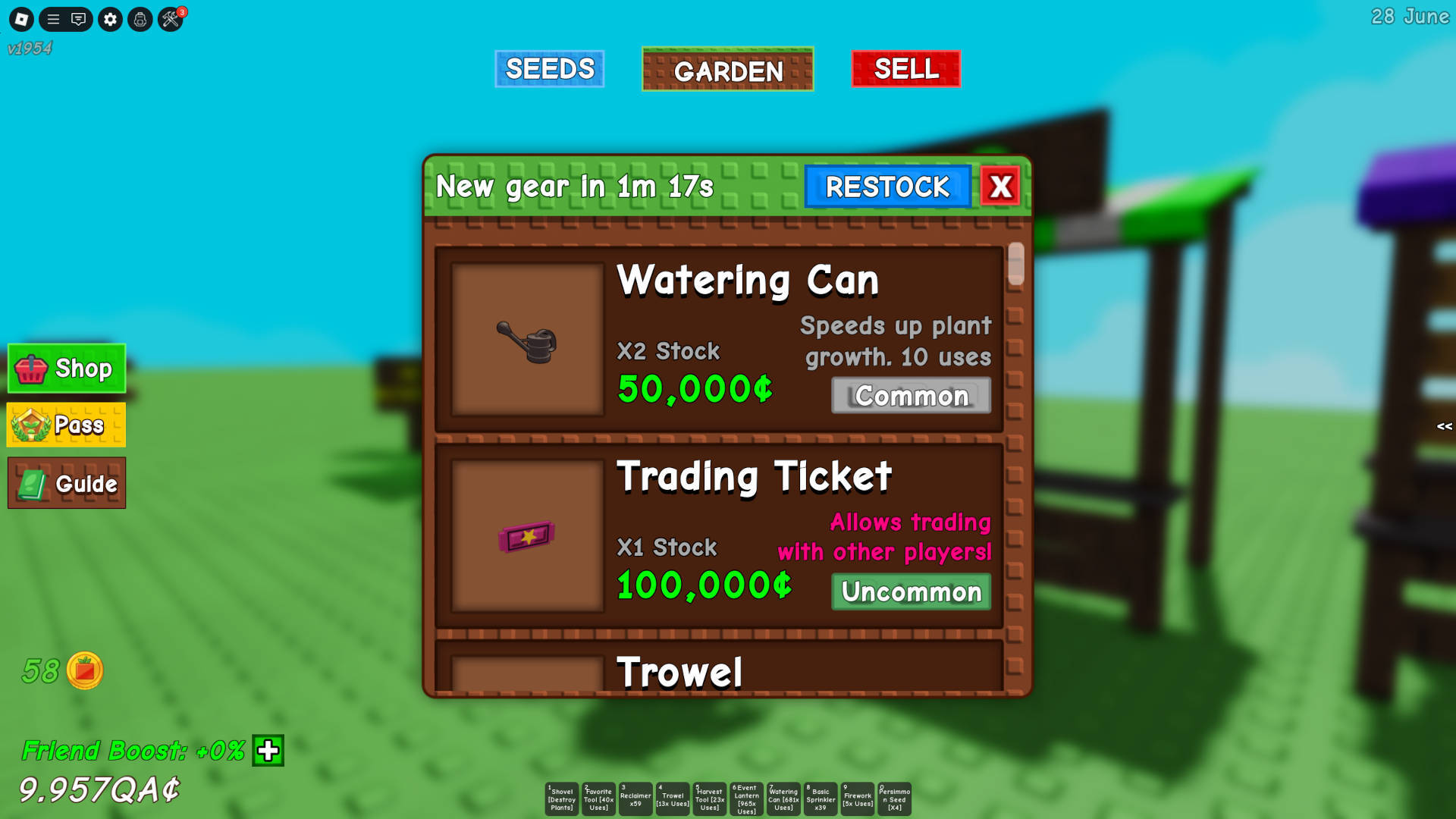 It takes a small time for the Gear Shop to restock, though only some items will reappear every time.