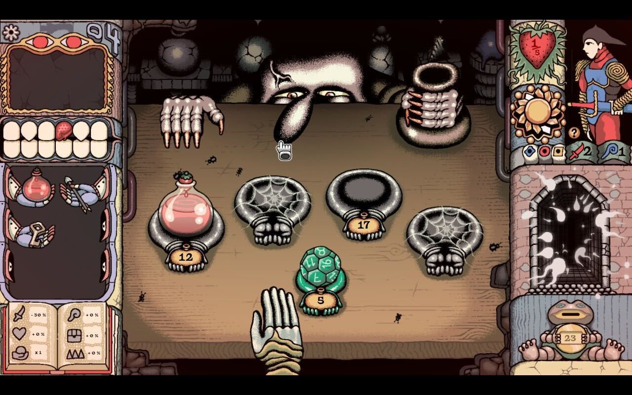 The shopkeeper's nose doing its best Mario 64 title-screen impression